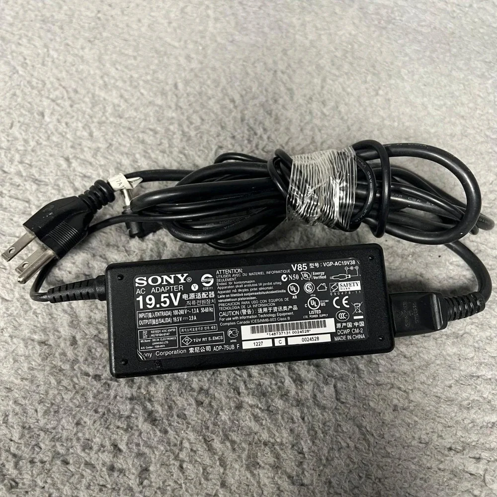 OEM Sony AC Adapter‎ 19.5V Vaio Laptop Charger Power Supply Genuine VGP-AC19V38